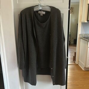 Cashmere Gray Cardigan and Top Set